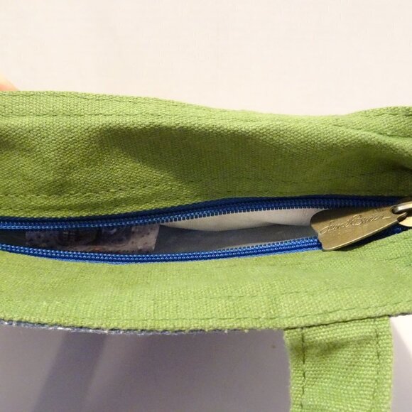 Laurel Burch Blue Cats Butterfly Tote Canvas Handbag Purse Charm Zipper Logo - Picture 3 of 4